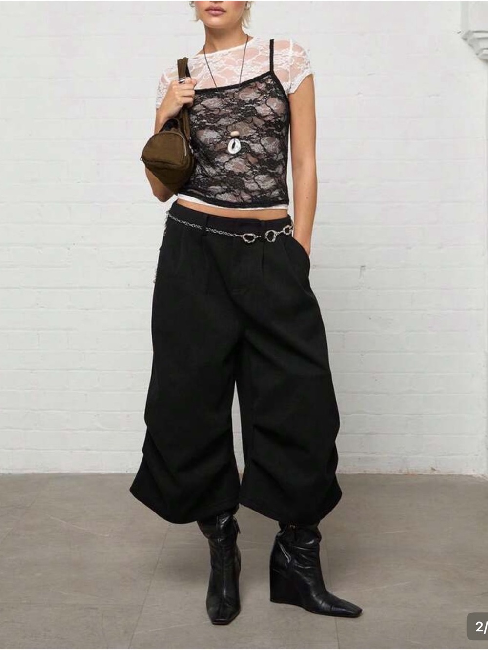 Wide-Leg Black Crop Pants for Women